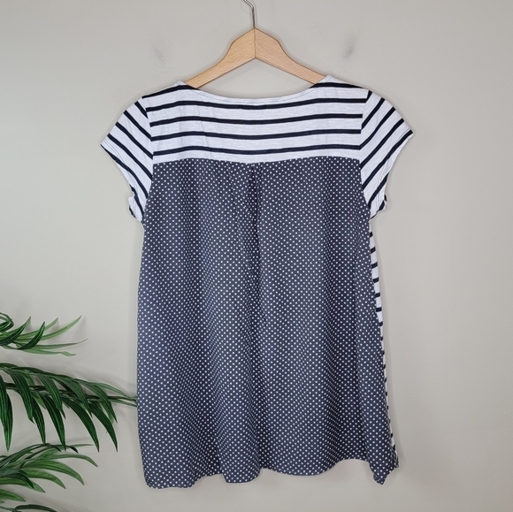 Cha Cha Vente | Mixed Print Striped and Floral Short Sleeve Tee Size Medium - Picture 5 of 5